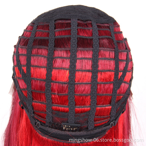 Premium natural remy Brazilian ombre red human hair wigs with highlights for white women